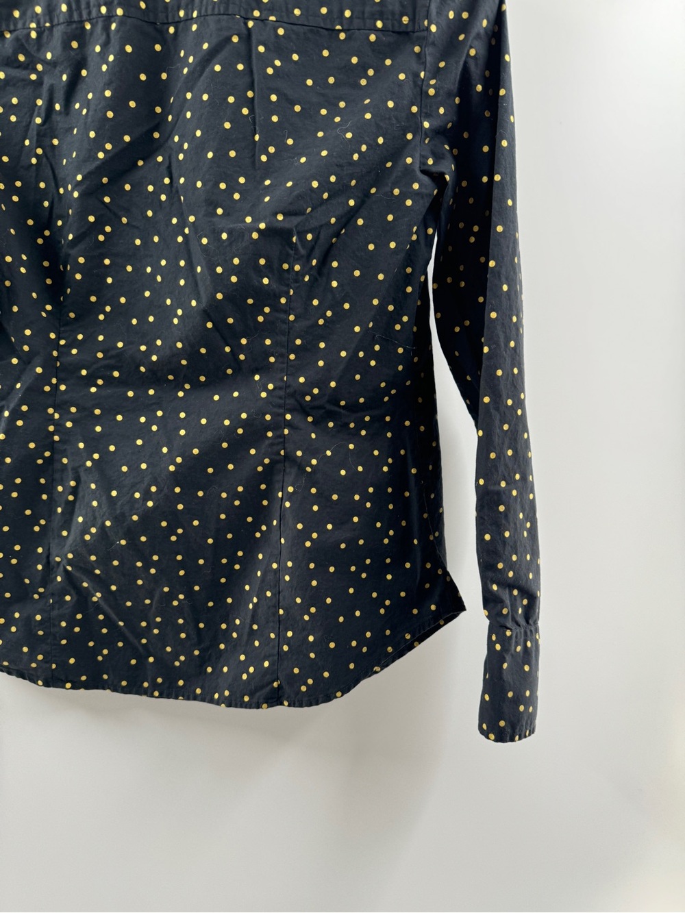 J.Crew Perfect Button Down Shirt Women's Size 2 Black Gold Polka Dot - Picture 8 of 8